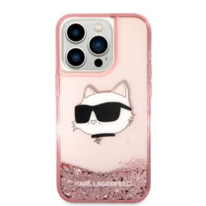 Karl Lagerfeld KLHCP14LLNCHCP Apple iPhone 14 Pro 6,1" rožinės spalvos kietas dėklas Glitter Choupette Head - Image 3