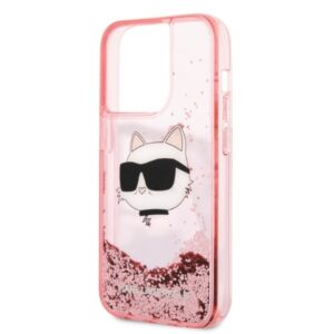 Karl Lagerfeld KLHCP14LLNCHCP Apple iPhone 14 Pro 6,1" rožinės spalvos kietas dėklas Glitter Choupette Head - Image 6