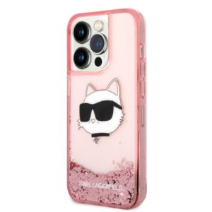 Karl Lagerfeld KLHCP14XLNCHCP Apple iPhone 14 Pro Max 6,7" rožinės spalvos kietas dėklas Glitter Choupette Head - Image 2