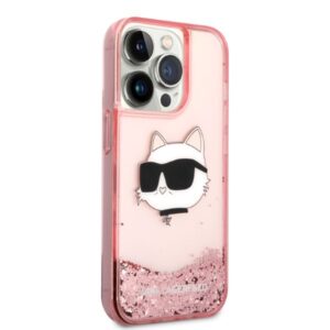 Karl Lagerfeld KLHCP14XLNCHCP Apple iPhone 14 Pro Max 6,7" rožinės spalvos kietas dėklas Glitter Choupette Head - Image 4