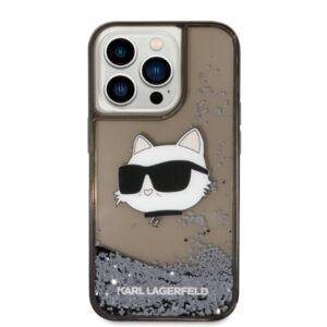 Karl Lagerfeld KLHCP14XLNCHCK Apple iPhone 14 Pro Max 6,7" juodos spalvos kietas dėklas Glitter Choupette Head - Image 3