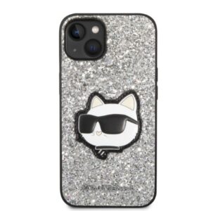 Karl Lagerfeld KLHCP14SG2CPS Apple iPhone 14/ 15 / 13 6,1" silver kietas dėklas Glitter Choupette Patch - Image 3