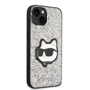 Karl Lagerfeld KLHCP14SG2CPS Apple iPhone 14/ 15 / 13 6,1" silver kietas dėklas Glitter Choupette Patch - Image 4