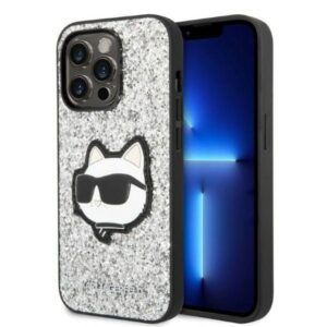 Karl Lagerfeld KLHCP14LG2CPS Apple iPhone 14 Pro 6,1" silver kietas dėklas Glitter Choupette Patch - Image 1