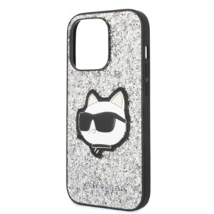 Karl Lagerfeld KLHCP14XG2CPS Apple iPhone 14 Pro Max 6,7" silver kietas dėklas Glitter Choupette Patch - Image 6