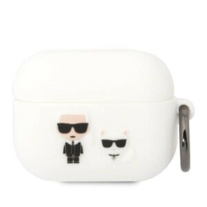Karl Lagerfeld KLACAPSILKCW AirPods Proc over baltos spalvos Silicone Karl & Choupette - Image 1