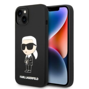 .Karl Lagerfeld KLHMP14MSNIKBCK Apple iPhone 14 Plus / 15 Plus 6,7" kietas dėklas juodos spalvos Silicone Ikonik Magsafe - Image 1