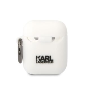 .Karl Lagerfeld KLA2RUNIKH AirPods 1/2 dėklas baltos spalvos Silicone Karl Head 3D - Image 2
