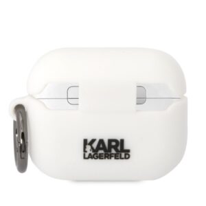 Karl Lagerfeld KLAPRUNIKH AirPods Prodėklas baltos spalvos Silicone Karl Head 3D - Image 2