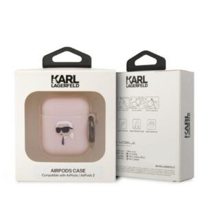 Karl Lagerfeld KLA2RUNIKP AirPods 1/2 dėklas rožinės spalvos Silicone Karl Head 3D - Image 3
