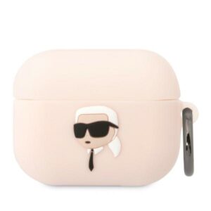 Karl Lagerfeld KLAPRUNIKP AirPods Prodėklas rožinės spalvos Silicone Karl Head 3D