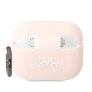 Karl Lagerfeld KLAPRUNIKP AirPods Prodėklas rožinės spalvos Silicone Karl Head 3D - Image 2