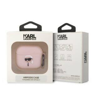 Karl Lagerfeld KLA3RUNIKP AirPods 3 dėklas rožinės spalvos Silicone Karl Head 3D - Image 3