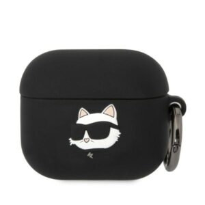 Karl Lagerfeld KLA3RUNCHK AirPods 3 dėklas juodos spalvos Silicone Choupette Head 3D - Image 1