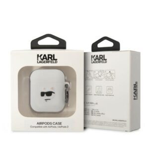 Karl Lagerfeld KLA2RUNCHH AirPods 1/2 dėklas baltos spalvos Silicone Choupette Head 3D - Image 3