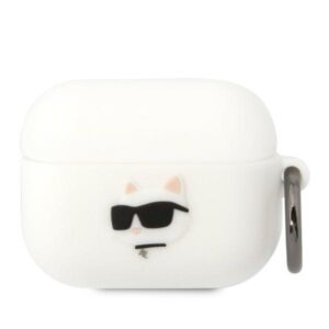 Karl Lagerfeld KLAPRUNCHH AirPods Pro dėklas baltos spalvos Silicone Choupette Head 3D