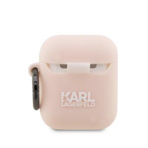 Karl Lagerfeld KLA2RUNCHP AirPods 1/2 dėklas rožinės spalvos Silicone Choupette Head 3D - Image 2