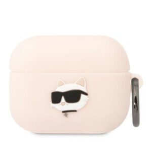 Karl Lagerfeld KLAPRUNCHP AirPods Pro dėklas rožinės spalvos Silicone Choupette Head 3D