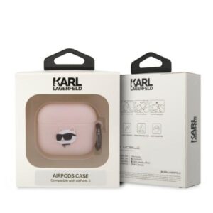 Karl Lagerfeld KLA3RUNCHP AirPods 3 dėklas rožinės spalvos Silicone Choupette Head 3D - Image 3