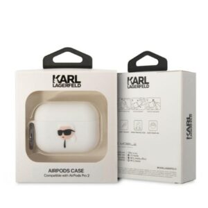 Karl Lagerfeld KLAP2RUNIKH AirPods Pro 2 (2022/2023) dėklas baltos spalvos Silicone Karl Head 3D - Image 4
