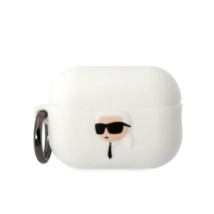 Karl Lagerfeld KLAP2RUNIKH AirPods Pro 2 (2022/2023) dėklas baltos spalvos Silicone Karl Head 3D