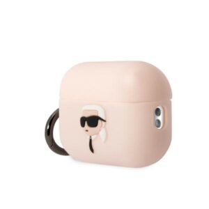 Karl Lagerfeld KLAP2RUNIKP AirPods Pro 2(2022/2023) dėklas rožinės spalvos Silicone Karl Head 3D - Image 3