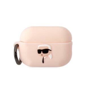 Karl Lagerfeld KLAP2RUNIKP AirPods Pro 2(2022/2023) dėklas rožinės spalvos Silicone Karl Head 3D