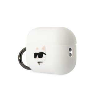 Karl Lagerfeld KLAP2RUNCHH AirPods Pro 2(2022/2023) dėklas baltos spalvos Silicone Choupette Head 3D - Image 3