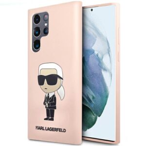 Karl Lagerfeld KLHCS23LSNIKBCP Samsung Galaxy S23 Ultra S918 kietas dėklas rožinės spalvos Silicone Ikonik - Image 1