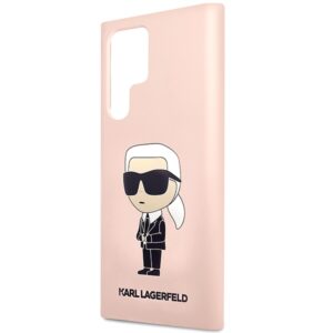 Karl Lagerfeld KLHCS23LSNIKBCP Samsung Galaxy S23 Ultra S918 kietas dėklas rožinės spalvos Silicone Ikonik - Image 6