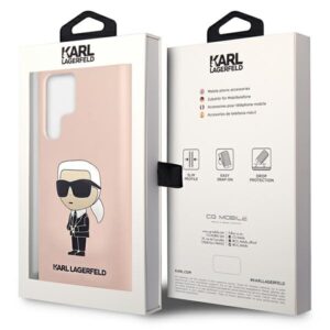 Karl Lagerfeld KLHCS23LSNIKBCP Samsung Galaxy S23 Ultra S918 kietas dėklas rožinės spalvos Silicone Ikonik - Image 8