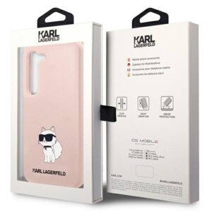 Karl Lagerfeld KLHCS23MSNCHBCP S23+ S916 kietas dėklas rožinės spalvos Silicone Choupette - Image 8