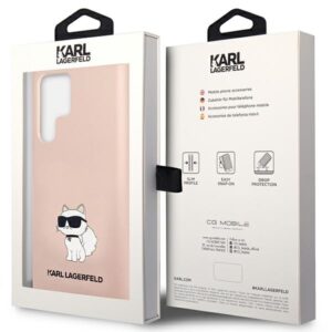 Karl Lagerfeld KLHCS23LSNCHBCP S23 Ultra S918 kietas dėklas rožinės spalvos Silicone Choupette - Image 8