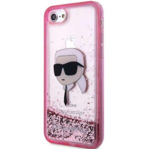 Karl Lagerfeld KLHCI8LNKHCP Apple iPhone 7/8/SE 2020 / SE 2022 rožinės spalvos kietas dėklas Glitter Karl Head - Image 2