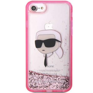 Karl Lagerfeld KLHCI8LNKHCP Apple iPhone 7/8/SE 2020 / SE 2022 rožinės spalvos kietas dėklas Glitter Karl Head - Image 3