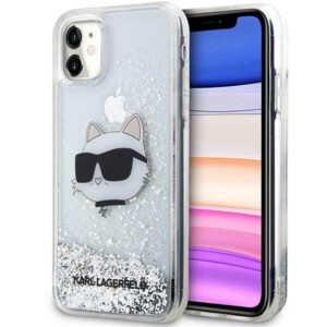 Karl Lagerfeld KLHCN61LNCHCS Apple iPhone 11/XR silver kietas dėklas Glitter Choupette Head - Image 1