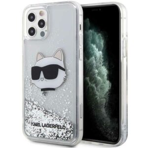 Karl Lagerfeld KLHCP12MLNCHCS Apple iPhone 12/12 Pro 6,1" silver kietas dėklas Glitter Choupette Head