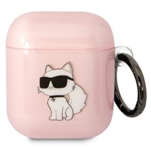Karl Lagerfeld KLA2HNCHTCP Airpods 1/2 dėklas rožinės spalvos Ikonik Choupette