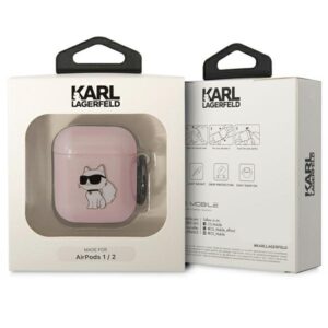 Karl Lagerfeld KLA2HNCHTCP Airpods 1/2 dėklas rožinės spalvos Ikonik Choupette - Image 3