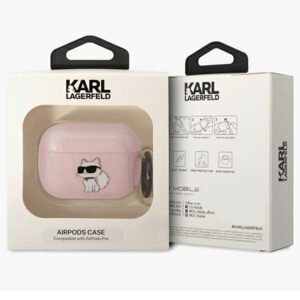 Karl Lagerfeld KLAPHNCHTCP Airpods Pro dėklas rožinės spalvos Ikonik Choupette - Image 3