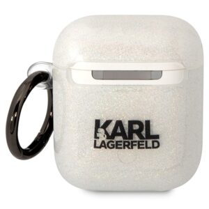Karl Lagerfeld KLA2HNKCTGT Airpods 1/2 dėklas skaidrus Glitter Karl&Choupette - Image 2