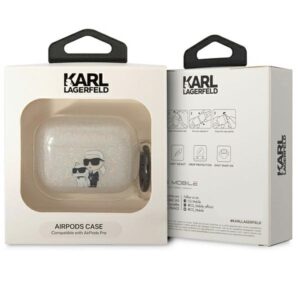 Karl Lagerfeld KLAPHNKCTGT Airpods Pro dėklas skaidrus Glitter Karl&Choupette - Image 3