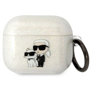 Karl Lagerfeld KLA3HNKCTGT Airpods 3 dėklas skaidrus Glitter Karl&Choupette