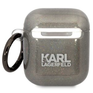 Karl Lagerfeld KLA2HNKCTGK Airpods 1/2 dėklas juodos spalvos Glitter Karl&Choupette - Image 2