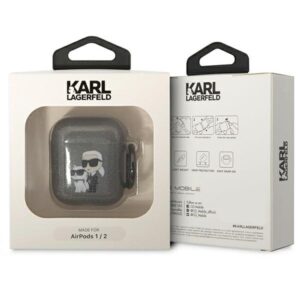 Karl Lagerfeld KLA2HNKCTGK Airpods 1/2 dėklas juodos spalvos Glitter Karl&Choupette - Image 3