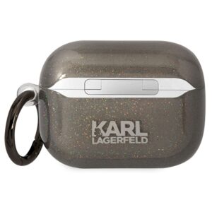 Karl Lagerfeld KLAPHNKCTGK Airpods Pro dėklas juodos spalvos Glitter Karl&Choupette - Image 2