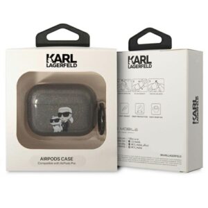 Karl Lagerfeld KLAPHNKCTGK Airpods Pro dėklas juodos spalvos Glitter Karl&Choupette - Image 3