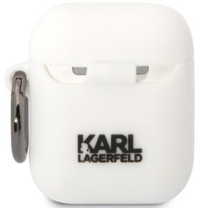 Karl Lagerfeld KLACA2SILKCW AirPods 1/2 dėklas baltos spalvos Silicone Karl & Choupette - Image 2