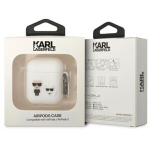 Karl Lagerfeld KLACA2SILKCW AirPods 1/2 dėklas baltos spalvos Silicone Karl & Choupette - Image 3