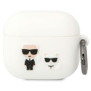 Karl Lagerfeld KLACA3SILKCW AirPods 3 dėklas baltos spalvos Silicone Karl & Choupette - Image 1